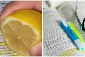 Cara mudah hapus coretan pena highlighter dari kertas, pakai lemon