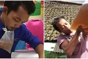 11 Kelakuan kocak orang minum di wadah plastik ini ada-ada aja idenya