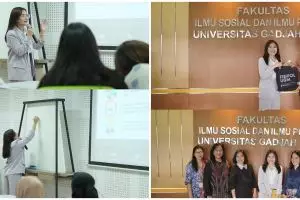 7 Momen Prilly Latuconsina mengajar mahasiswa UGM, jadi dosen praktisi