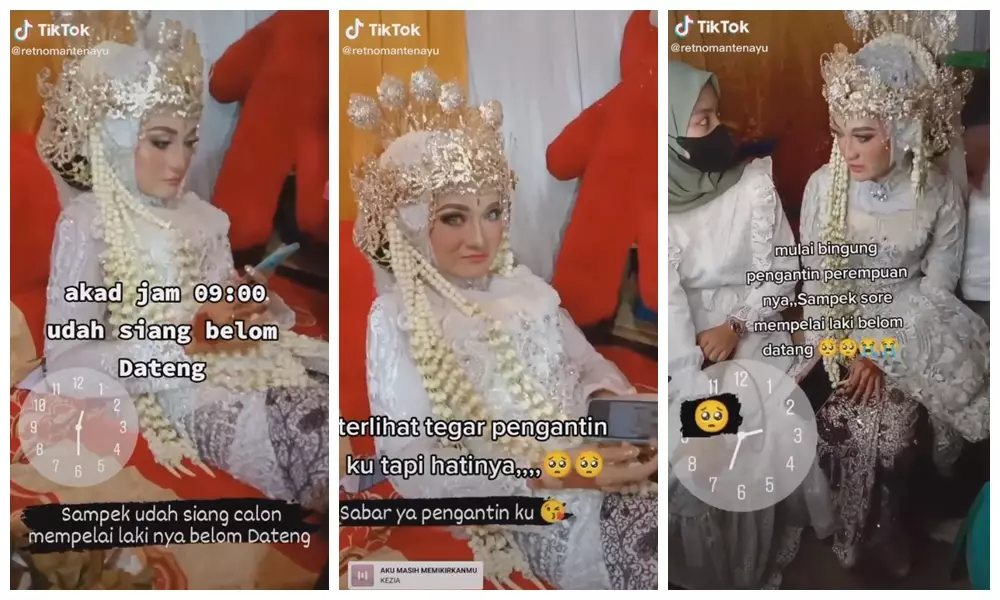 pengantin telat akad 9 jam © TikTok/@retnomantenayu