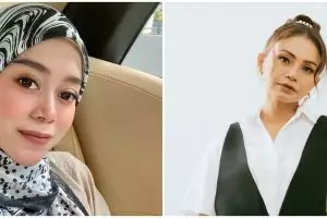 Penampakan Lesty Kejora tersenyum saat video call dengan Rossa