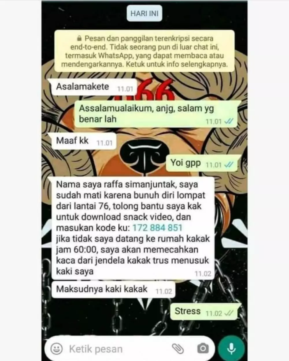 Chat WhatsApp bikin panik © berbagai sumber