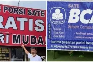 15 Tulisan kocak spanduk pedagang sate ini bikin gagal fokus