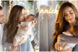 9 Momen akikah anak ketiga Yasmine Wildblood, didominasi warna biru