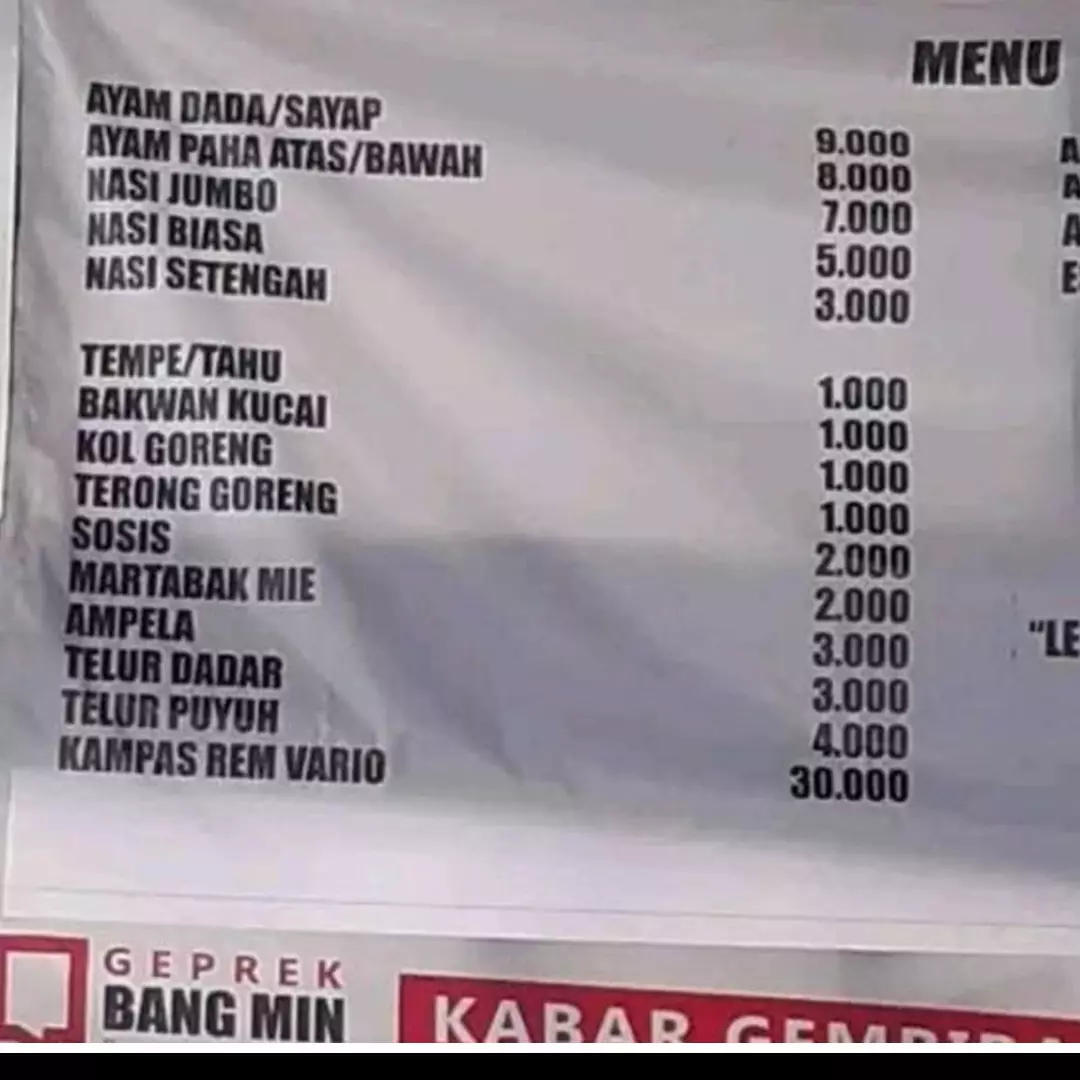 17 Potret menu makanan nggak nyambung di spanduk ini ada-ada aja