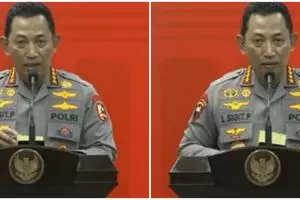 Momen tangan Kapolri bergetar saat berbicara di konferensi pers