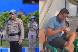 Gaya sederhana Irjen Krishna Murti santai makan bubur kaki lima