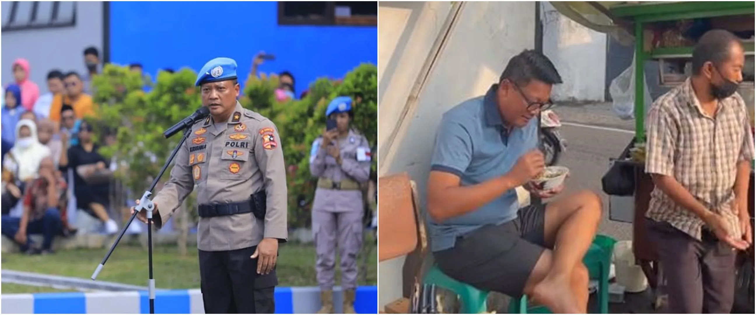Gaya sederhana Irjen Krishna Murti santai makan bubur kaki lima