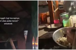 Kreatif tanpa batas, penjual mi goreng ini tuang kecap pakai keran
