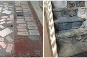 Potret 11 desain anak tangga ini nyeleneh, dihias pakai ponsel bekas