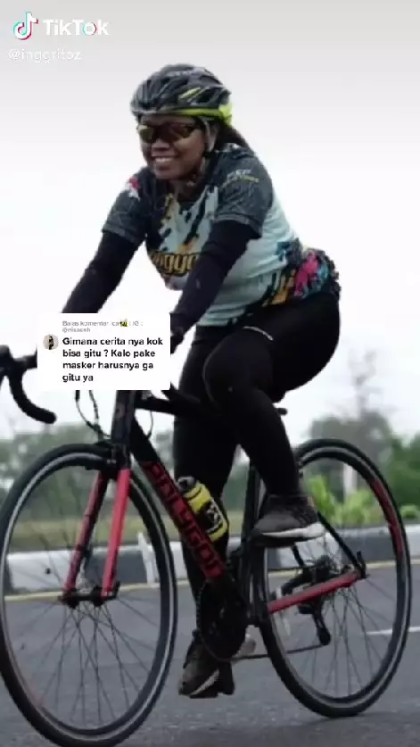 Wajah belang karena bersepeda TikTok/@inggritoz