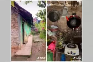 Wanita ini tak malu room tour gubuk bambu, intip 11 potret rumahnya