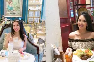 9 Cara makan nyeleneh Vindy Lee, santap pecel lele pakai pisau