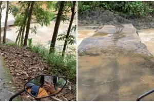 Aksi santai wanita lewati jalan ekstrem, bikin yang lihat ketar-ketir