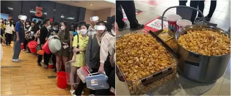 11 Momen warga Vietnam bawa panci jumbo ke bioskop, demi free popcorn