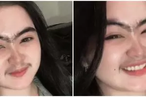Wanita ini punya kumis tebal dan alis menyatu, sosoknya jadi sorotan