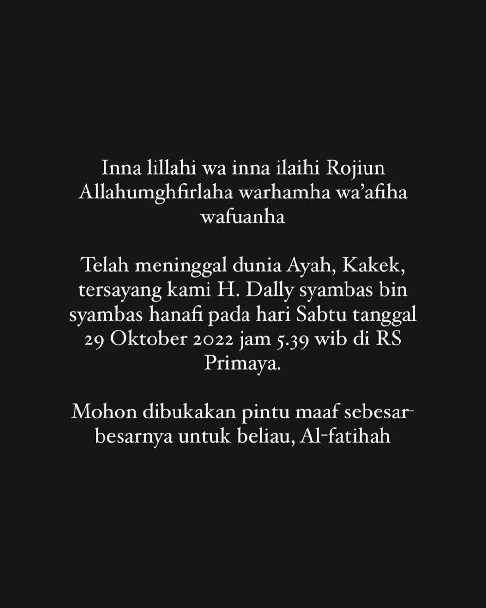 ayah Tantri Kotak meninggal © 2022 Instagram 