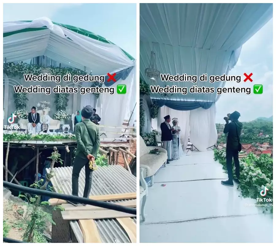 pernikahan di atas genteng © TikTok/@zoemakeup_15 pernikahan di atas genteng © TikTok/@zoemakeup_15