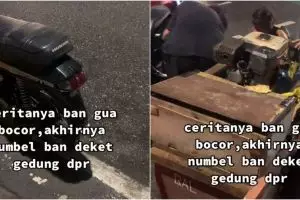 Apesnya pria ini, niat tambal ban justru kena razia satpol PP