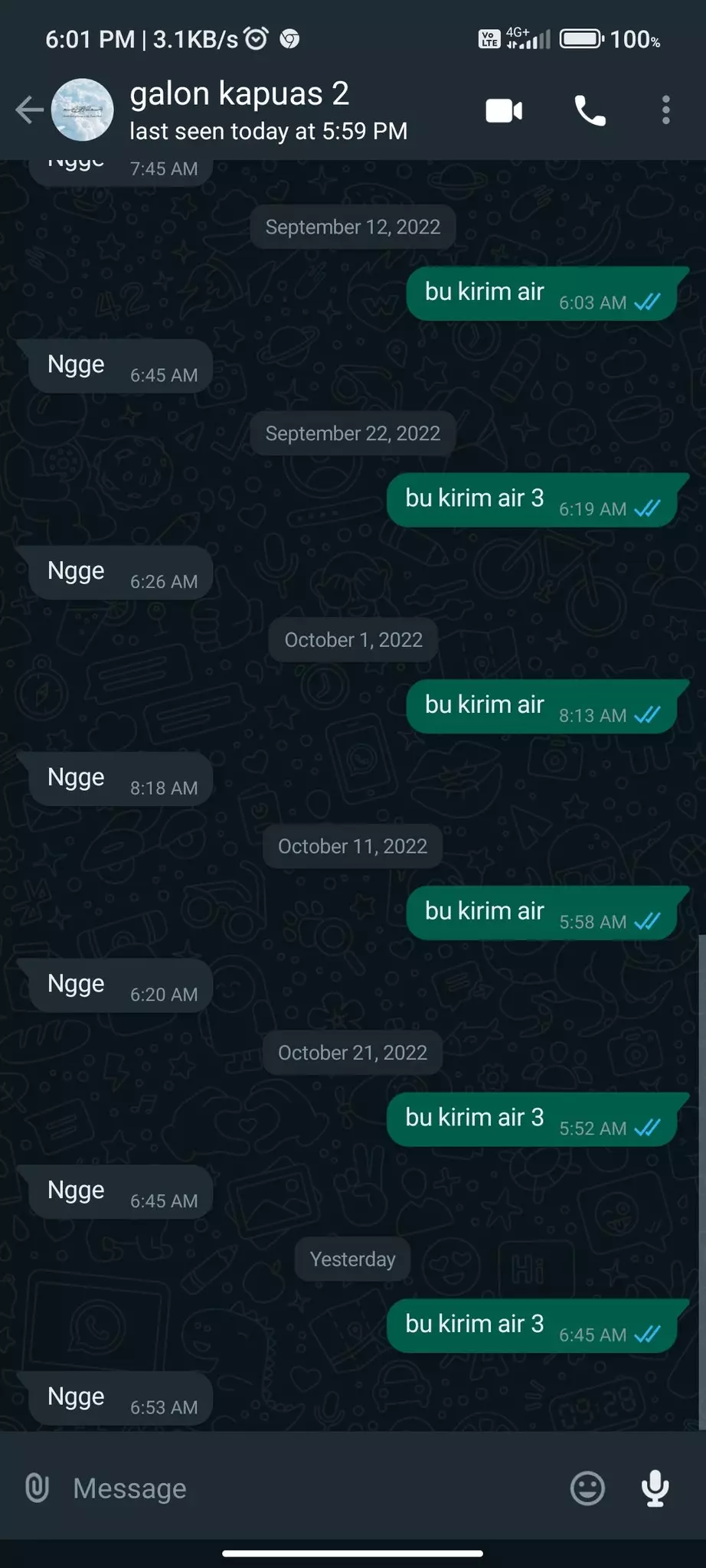 potret kirim chat WA yang sama berulang kali © berbagai sumber