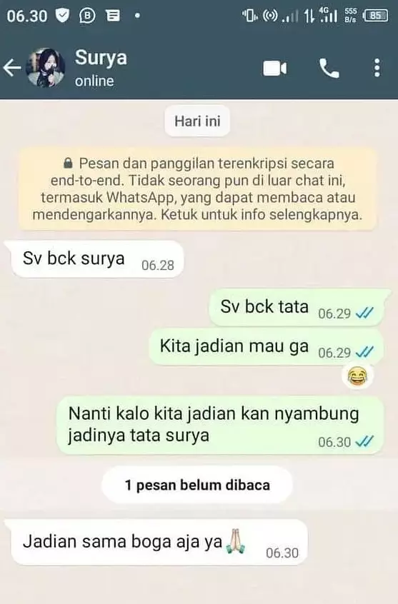 chat cewek nolak diajak pacaran © instagram