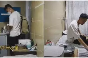 Penampakan kamar kos dari kamar mandi, super sempit dan sesak