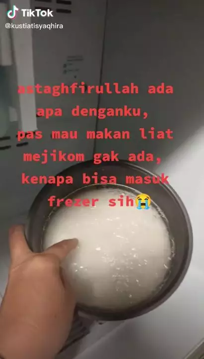 wanita ini lupa 'masak' nasi di freezer © 2022 TikTok