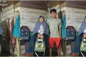 Momen lucu pria dandani ibunya ke kondangan, endingnya bikin ngakak