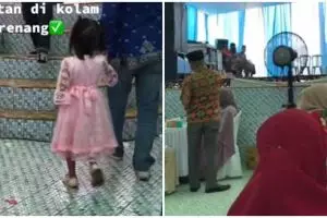 Viral hajatan digelar di dalam kolam renang, kalau hujan auto bubar