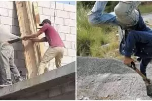 17 Aksi nyeleneh kuli bangunan kebanyakan atraksi, bikin tepuk jidat