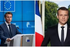 Momen Presiden Prancis Emmanuel Macron jalan kaki dan gendong bayi