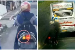 11 Potret nyeleneh pengendara salah posisi, bikin yang lihat deg-degan