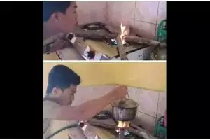 11 Momen nyeleneh masak pakai kayu bakar ini aksinya ada-ada aja