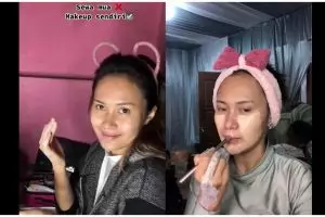 Pengantin ini tak sewa MUA dan rias wajah sendiri, hasilnya bak artis