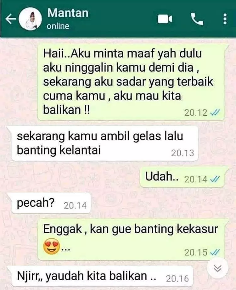 chat WA ajak balikan kocak abis © berbagai sumber chat WA ajak balikan kocak abis © berbagai sumber