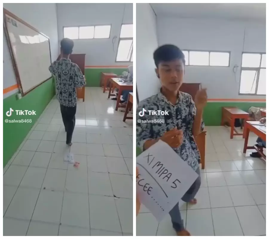 kelas ambruk gempa Cianjur © TikTok/@salwa8468
