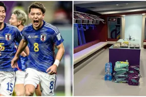 Potret locker room Timnas Jepang usai pertandingan, ada origami angsa