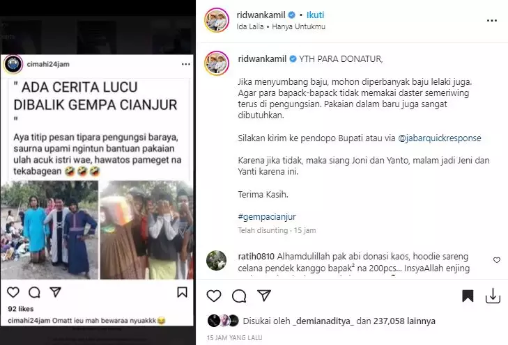 bapak bapak korban gempa pakai daster © berbagai sumber bapak bapak korban gempa pakai daster © berbagai sumber