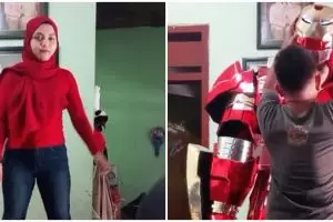 Dukung kreativitas suami, wanita ini rela jadi model kostum Iron Man