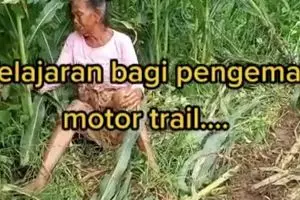 Kebun jagungnya hancur diduga dilindas motor trail, nenek ini histeris