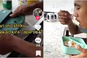 Diberi bekal istri hanya nasi putih, lauk pria ini bikin prihatin