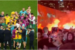 Momen fans Australia nobar jam 3 pagi, perayaan meriah lolos 16 besar