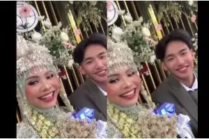 Momen manten pria pasrah saat mempelainya dipajang dengan cowok lain, ekspresinya bikin ngakak