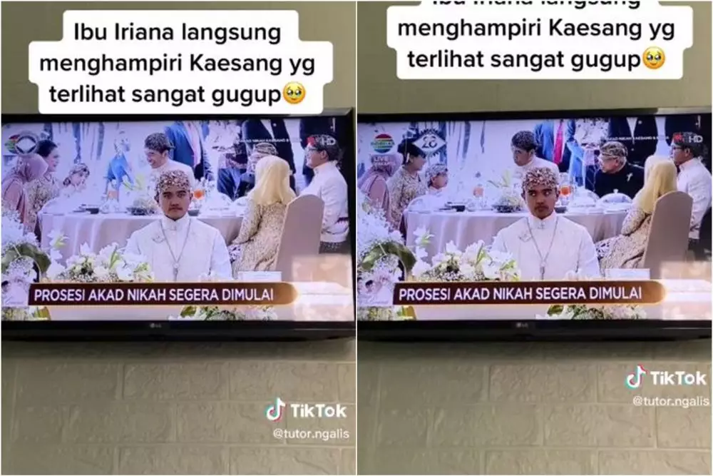 cara iriana tenangkan kaesang saat gugup © TikTok