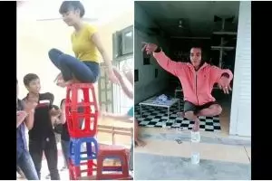 Jangan coba-coba, 11 potret kocak orang pamer skill keseimbangan ini aksinya bikin mata melotot