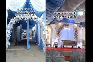 Resepsi pernikahan ini punya dua pelaminan pisahkan cowok dan cewek, intip dekorasinya