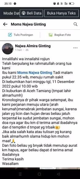 wanita pura pura mati demi bebas hutang © facebook
