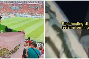 Jarang liburan, sekalinya healing driver ojek online ini nonton Piala Dunia 2022 di Qatar