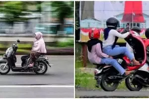 Definisi raja jalanan, 11 potret emak-emak santai kendarai motor ini kocak