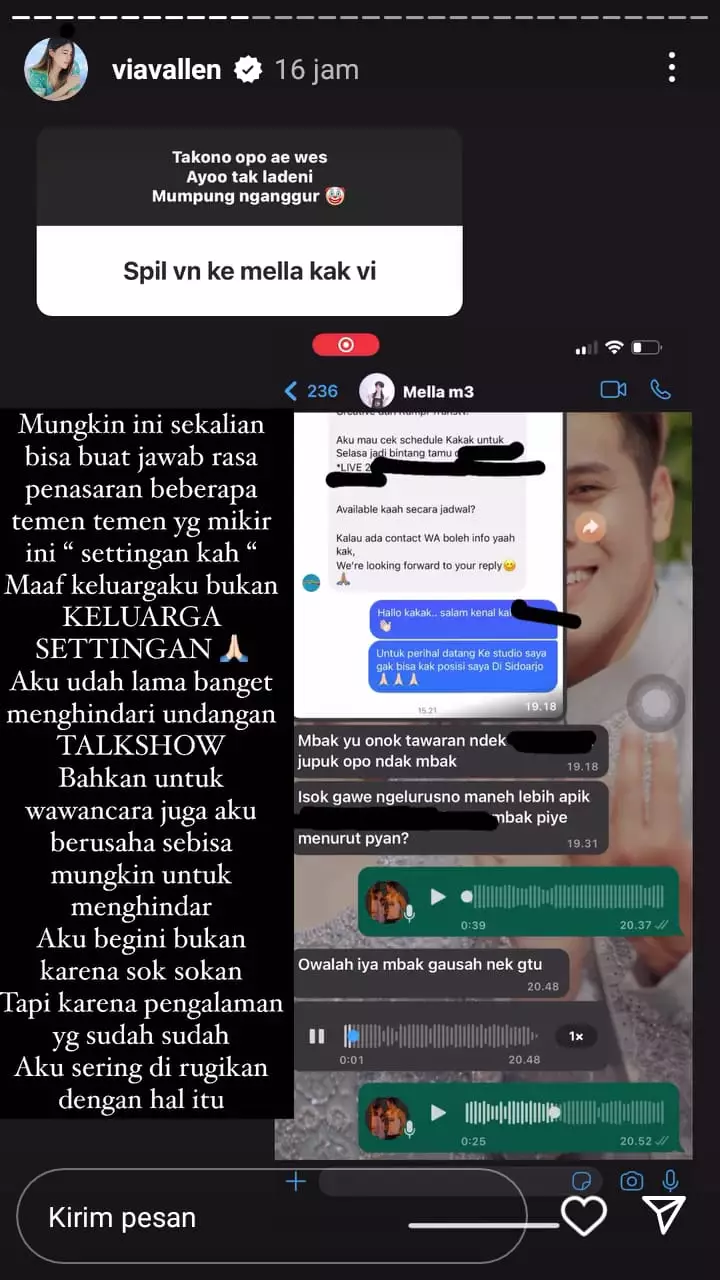 alasan via vallen tak hadiri talkshow © instagram alasan via vallen tak hadiri talkshow © instagram